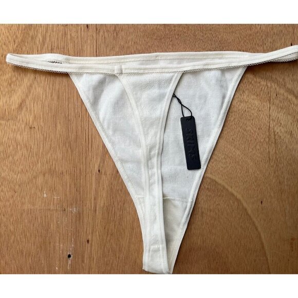 Skims Thong XL Logo Pointelle Thong Bone STYLE PN-THG-0192 - Picture 7 of 10